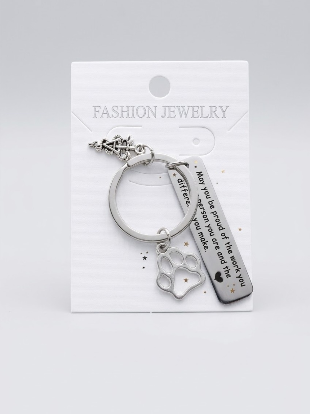 SEIRAA Vet Tech Keychain Paw Print Veterinary Appreciation Gift NWT